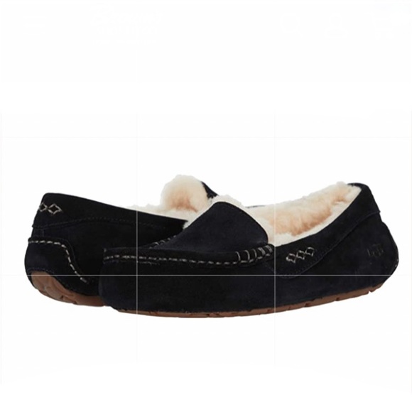UGG ANSLEY BLACK SILKE SUEDE MOCCASIN  SLIPPERS - Picture 10 of 10